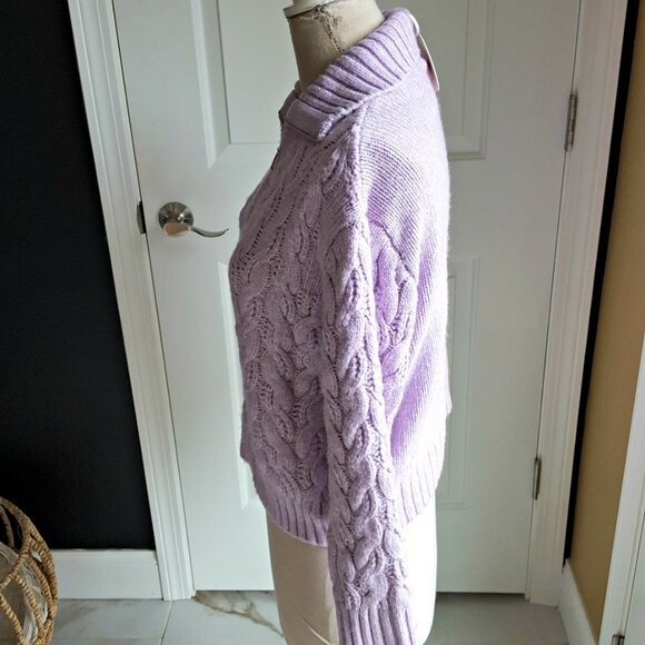NEW! COZY Comfy LAVENDER Zip SWEATER SZ XL - Picture 3 of 5